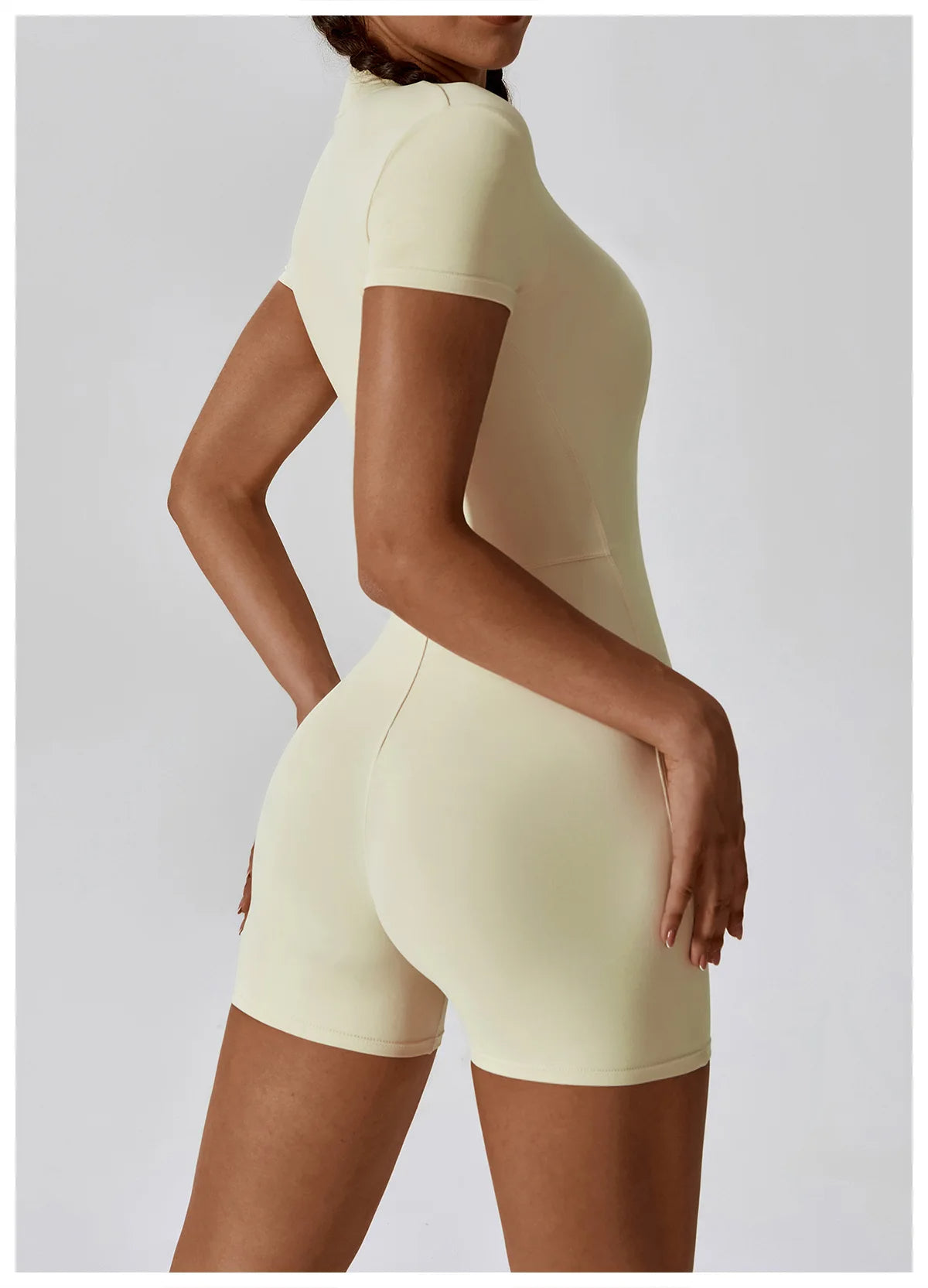 Short-sleeve Zipper Sports Jumpsuit