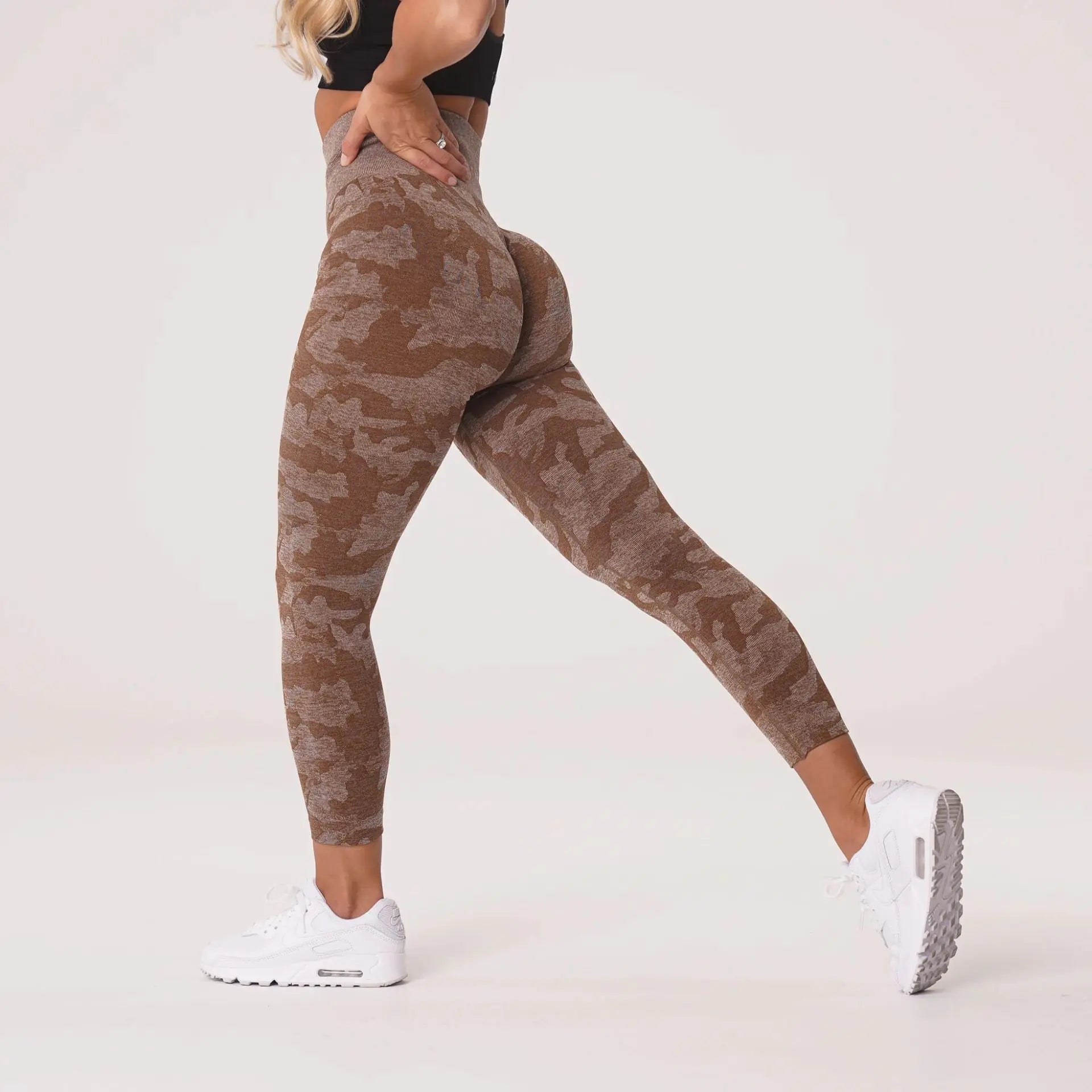 Cropped Camouflage Jacquard Seamless Yoga Pants
