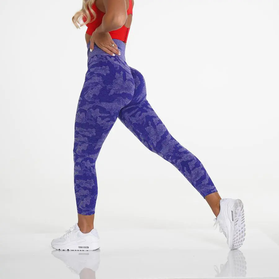 Cropped Camouflage Jacquard Seamless Yoga Pants