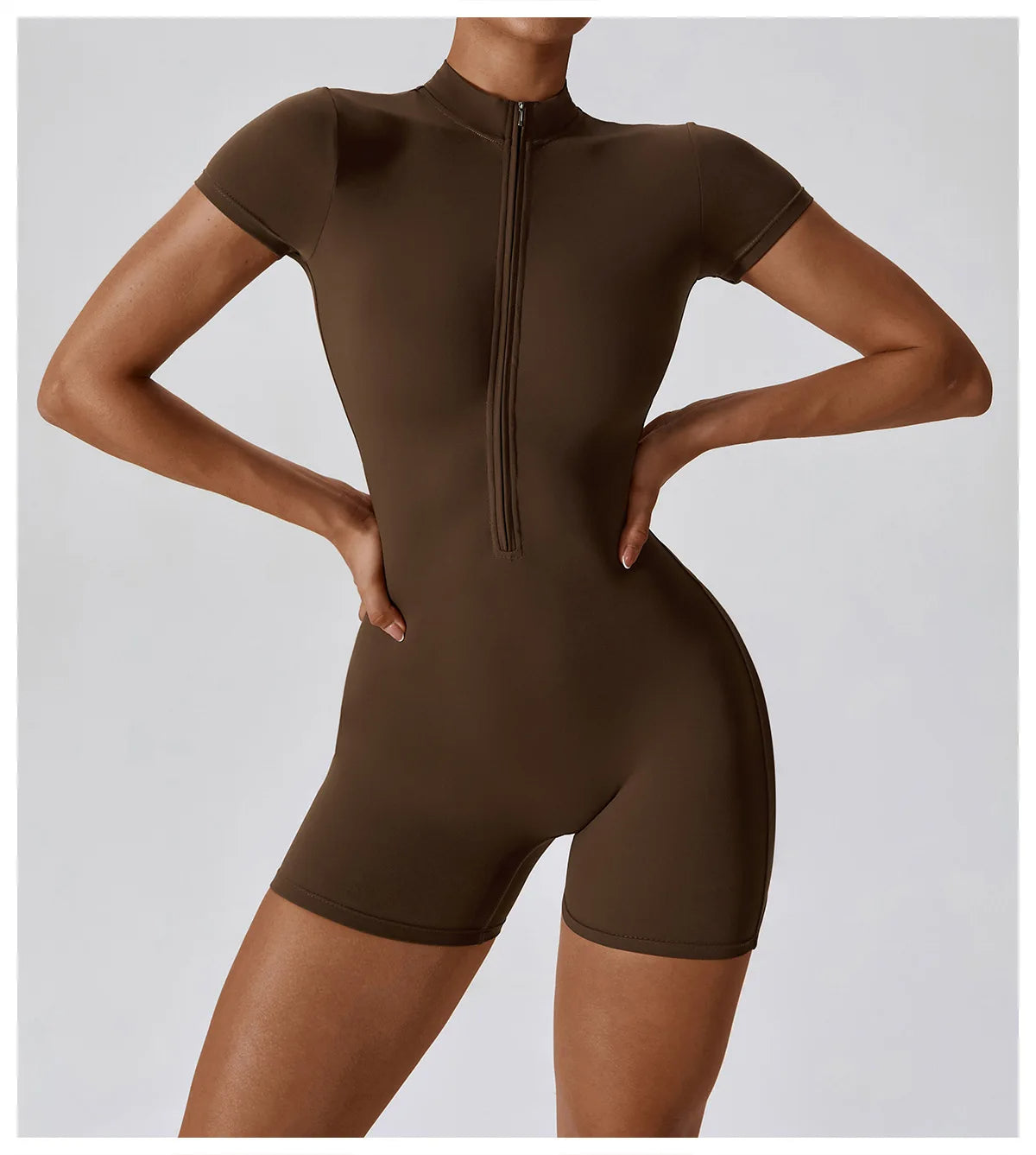 Short-sleeve Zipper Sports Jumpsuit