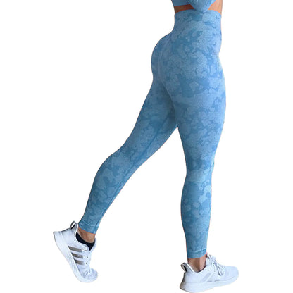 Cropped Camouflage Jacquard Seamless Yoga Pants
